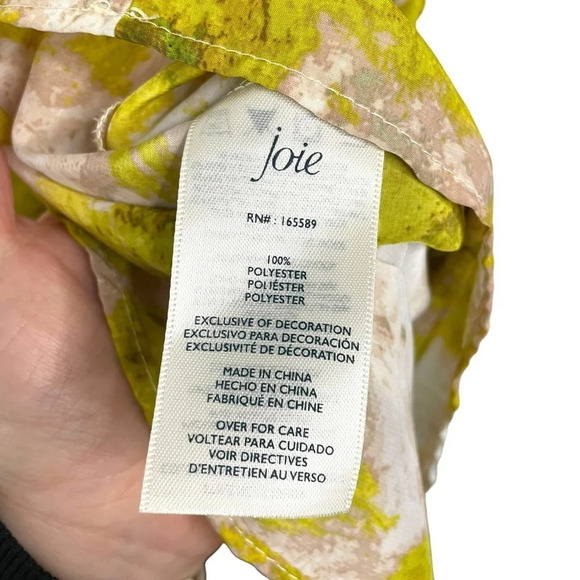 Joie Summer Porcelain Smocked Neck Sleeveless Blouse in Yellow/White Size M - Picture 11 of 15